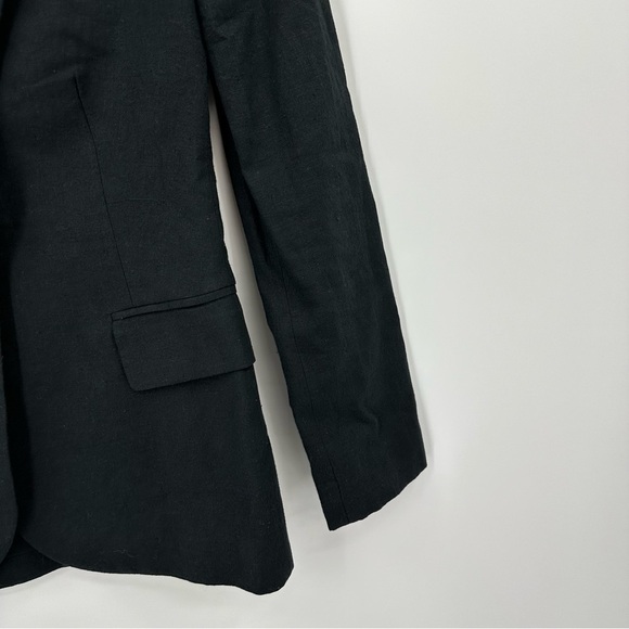 L’AGENCE Scout Cotton-Linen Blazer Solid Black Single Button Lined Size 0 - Picture 9 of 15